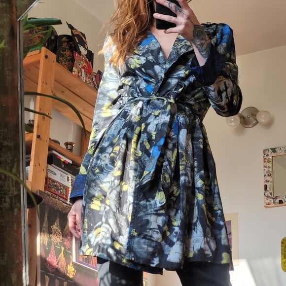 Desigual multicolor trench coat - long rain jacket - size 40 - Picture 1 of 9